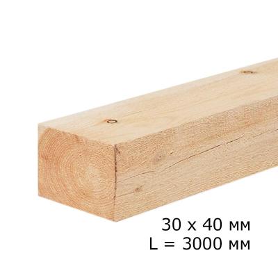Брус сухой строганный профилированный 30*40*3000 мм