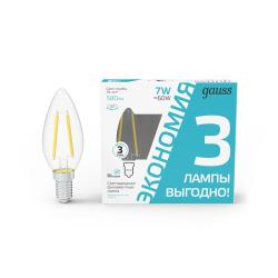 Лампа LED GAUSS Filament 7W/E14/4100K свеча 103901207T