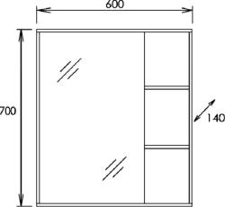 Зеркальный шкаф ONIKA Тимбер 60*70 см