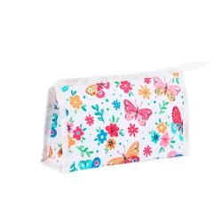 Косметичка на молнии 19см, белый/разноцвет.