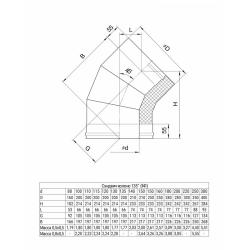 Колено-сэндвич FERRUM HF 30-50 AISI 430 135° 0,8 мм 160/250 мм