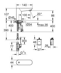Смеситель для умывальника GROHE Euroeco Cosmopolitan E 36271000
