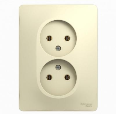 Розетка сетевая SYSTEME ELECTRIC Glossa двойная бежевый GSL000220