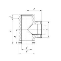 Тройник-сэндвич ДЫМОК AISI 439 90° 0,5 мм 115/200 мм