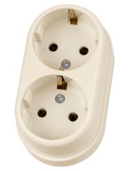 Розетка сетевая TDM Ретро с заземлением двойная слоновая кость SQ1806-0532
