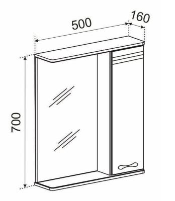 Зеркальный шкаф EMMY Рио R 50*70 см