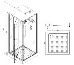 Душевая кабина ESBANO EST-RASPA-90 90*90 см