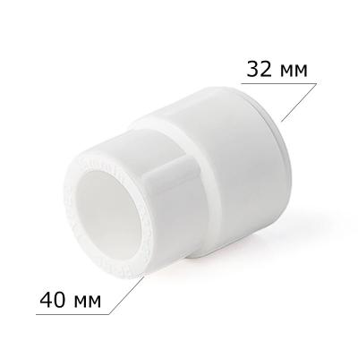 Муфта ПП LAMMIN полипропилен переходная 40*32 мм НР-ВР Муфта ПП LAMMIN полипропилен переходная 40*32 мм НР-ВР