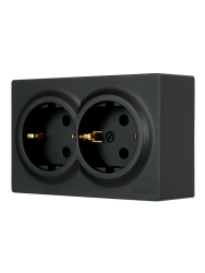 Розетка сетевая LEZARD Leto двойная с заземлением черный бархат 752-4200-127B 