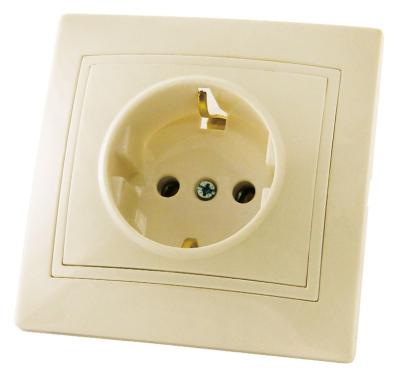 Розетка сетевая TDM Таймыр с заземлением слоновая кость