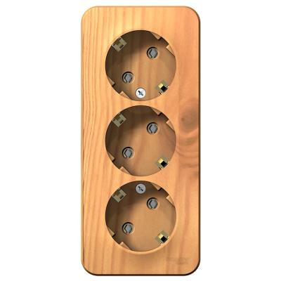 Розетка SYSTEME ELECTRIC Blanca тройная с заземлением ясень BLNRA010315