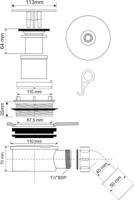 Сифон бутылочный MCALPINE для душевого поддона MRS8MECPB