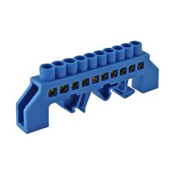 Шина нулевая TDM в изоляторе на DIN-рейку 10 групп 8*12 мм