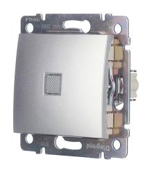 Механизм выключателя LEGRAND Valena 1 клавиша с подсветкой алюминий 770110