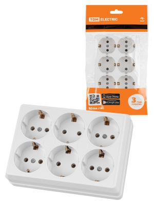 Розетка TDM Ладога 6 гнезд с заземлением белый SQ1801-0142