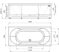 Ванна акриловая RADOMIR Вальс сифон 180*80 см