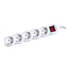 Удлинитель TDM 5 гнезд с заземлением с выключателем белый 5 м