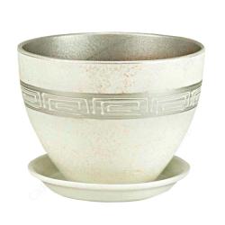 Горшок керамический САДЫ АУРИКИ Роспись Бежевый 3,7 л