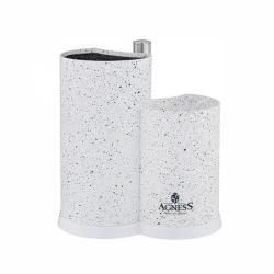 Подставка д/ножей 25см с держателем д/полотенец бел./911-750/AGNESS/