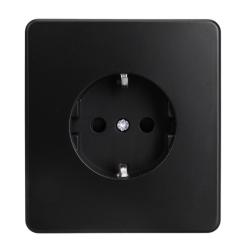 Розетка сетевая KRANZ Round с заземлением с защитными шторками оникс KR-78-0701-3