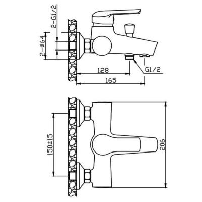 Смеситель для ванны ORANGE AP64-500 Смеситель для ванны ORANGE AP64-500