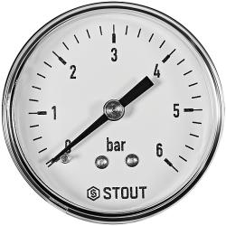 Манометр аксиальный STOUT 50 мм 0-6 бар 1/4" 