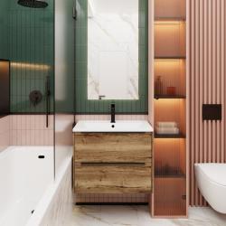 Тумба с раковиной LA FENICE Tesoro 100 дуб Галифакс табак