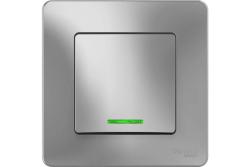 Выключатель SYSTEME ELECTRIC Blanca 1 клавиша с подсветкой алюминий BLNVS010113