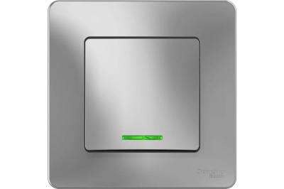 Выключатель SYSTEME ELECTRIC Blanca 1 клавиша с подсветкой алюминий BLNVS010113