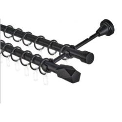 d19 Карниз 2-х рядн. Renome цв. черный мат. 3.0м  кольцо бесш./ДДА/