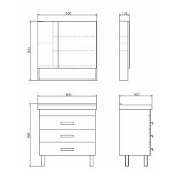 Зеркальный шкаф COMFORTY Никосия дуб белый 80*80 см