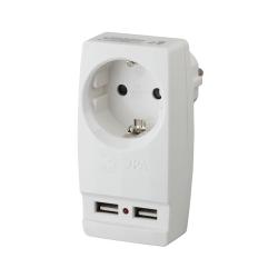 Разветвитель ЭРА 1 гнездо белый SP-1e-USB-W