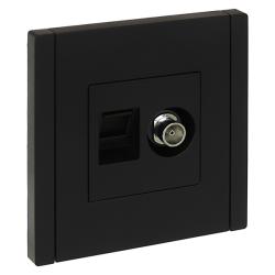 Розетка комбинированная IEK Forte&Piano TV/RJ45 черный FP-AK20-1-K02