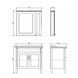 Зеркальный шкаф COMFORTY Палермо 80 79*86 см