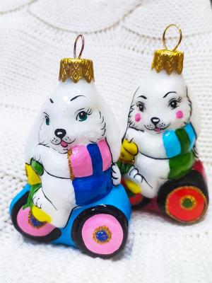 Елочное украшение КОЛОМЕЕВ Кролик на велосипеде 9 см