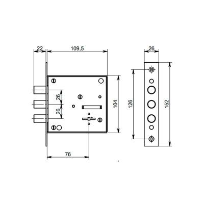 Замок врезной СИМЕКО БИФ 09 Хром Замок врезной СИМЕКО БИФ 09 Хром