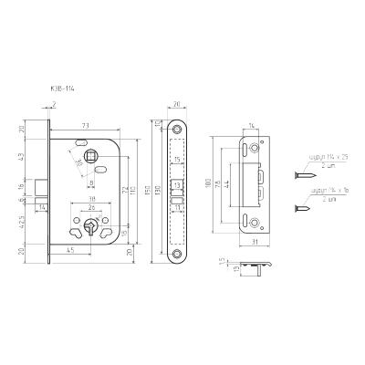 Корпус замка НОРА-М K3B-114 Хром