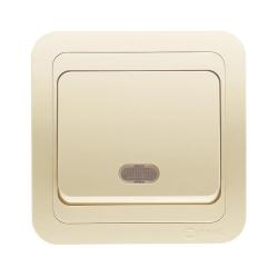Выключатель MAKEL Mimoza 1 клавиша с подсветкой кремовый 25021