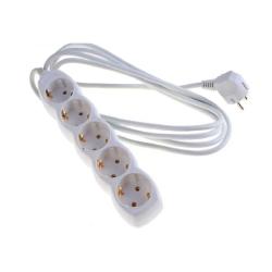 Удлинитель TDM 5 гнезд с заземлением белый 3 м