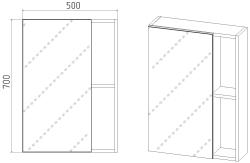 Зеркальный шкаф VIANT Бостон 50*70 см