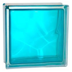 Стеклоблок основной GLASS BLOCK Волна окрашенный внутри бирюзовый