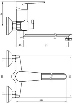 Смеситель для ванны ESKO Budapest BT40 Смеситель для ванны ESKO Budapest BT40