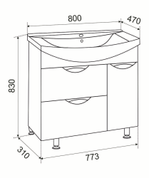 Тумба с раковиной EMMY Милли 80 Балтика