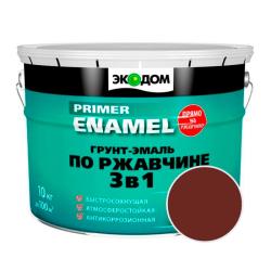 Грунт-эмаль ЭКОДОМ Красно-коричневый 10 кг