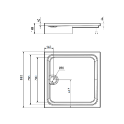 Поддон акриловый ERLIT 89,5*89,5 см ER9017Н-1 