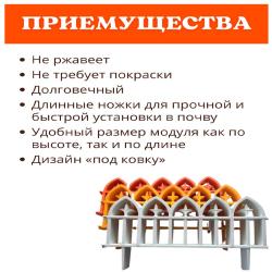 Ограждение декоративное PROTEX Кованый цветок Черный 600*300 мм
