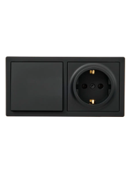 Блок розетка и выключатель LEZARD Leto черный бархат 752-4200-170BAP