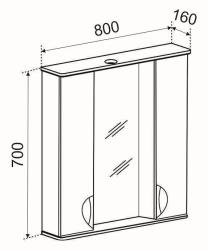 Зеркальный шкаф EMMY Милли 80*70 см