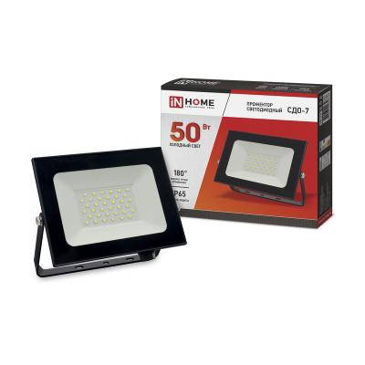 Прожектор LED IN HOME 50W черный 4690612034638 Прожектор LED IN HOME 50W черный 4690612034638