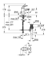 Смеситель для умывальника GROHE BauCurve 32805000